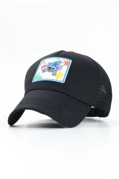 Бейсболка  аплікація Stitch-2 (Чорний/сітка) 03140-15 фото