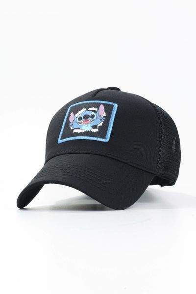 Бейсболка аплікація Stitch-3 (Чорний/сітка) 03140-15 фото