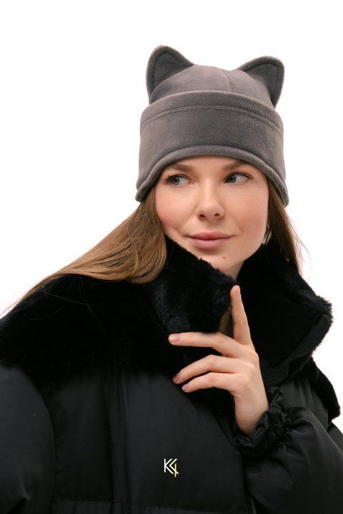 Шапка SOFT KITTY полар фліс (Сірий) (РРЦ: 850 грн) 7013 фото