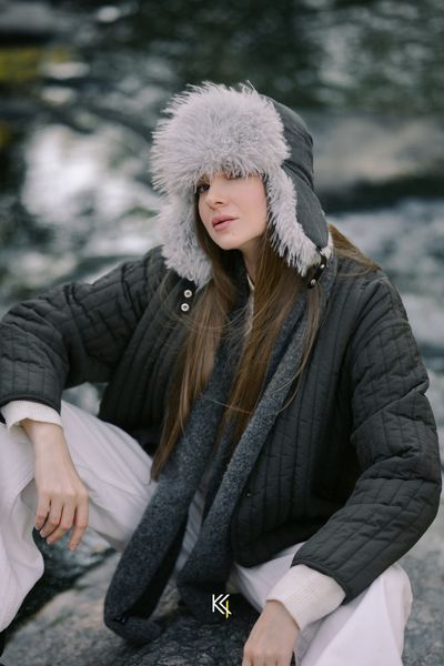 Вушанка плащівка ЖАТКА (Сірий+іній) (РРЦ: 1700 грн) 0805 фото